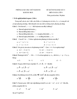 Đề 5 kiểm tra học kỳ II môn toán lớp 9 thời gian làm bài: 90 phút