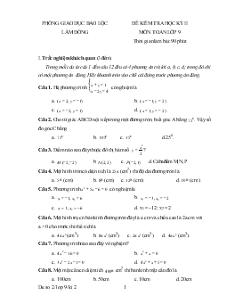 Đề 6 kiểm tra học kỳ II môn toán lớp 9 thời gian làm bài: 90 phút