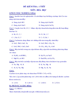 Đề kiểm tra : 1 tiết môn : hóa học 9 (tiếp)