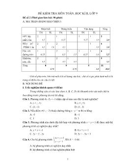 Đề kiểm tra môn toán, học kì II, lớp 9 đề số 2