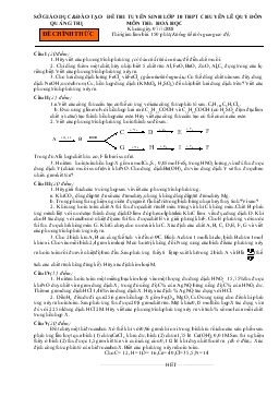 Đề thi tuyển sinh lớp 1 môn thi: hoá học thời gian làm bài: 150 phút