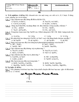 Kiểm tra 1 tiết Môn: Hoá học – 9 Tiết 21 – Tuần 11