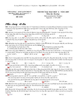 Thi thử đại học đợt 4 – năm 2009 môn thi: hoá học thời gian làm bài: 90 phút