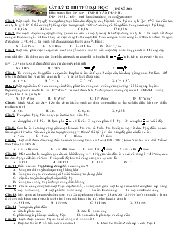 Vật lý 12 thi thử đại học (đề số 30)