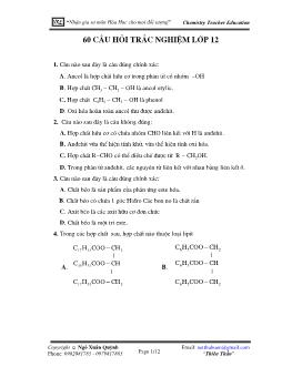 60 câu hỏi trắc nghiệm lớp 12