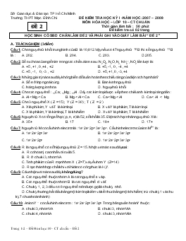 Đề 1 kiểm tra học kỳ I –năm học: 2007 – 2008 môn hóa học – lớp 10