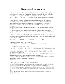 90 câu trắc nghiệm hóa vô cơ (tiếp theo)
