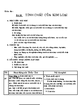 Bài 18: Tính chất của kim loại (tiết 5)