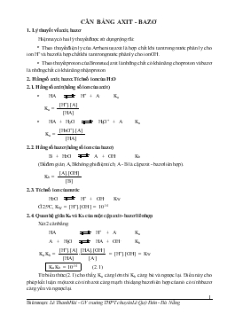 Bài giảng Cân bằng axit - Bazơ (tiết 5)