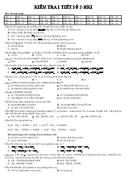 Bài giảng Kiểm tra 1 tiết số 2-Học kì 1 môn hóa 12
