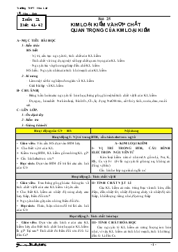 Bài giảng Kim loại kiềm và hợp chất quan trọng của kim loại kiềm (tiết 4)