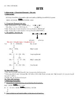 Bài giảng Lý thuyết este