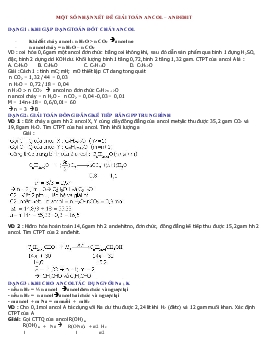 Bài giảng Một số nhận xét để giải toán ancol – anđehit (tiếp)