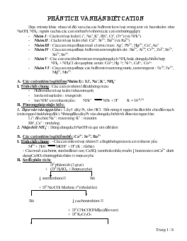 Bài giảng Phân tích và nhận biết cation