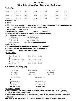 Bài giảng Tiết 13, 14, 15: Công thức - Đồng đẳng - đồng phân - danh pháp