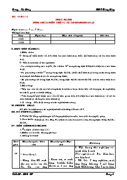 Bài giảng Tiết 40 - Bài 24: Thực hành tính chất, điều chế và sự ăn mòn kim loại