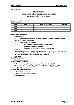 Bài giảng Tiết 50 - Bài 30: Thực hành : Tính chất của natri , magie, nhôm và hợp chất của chúng