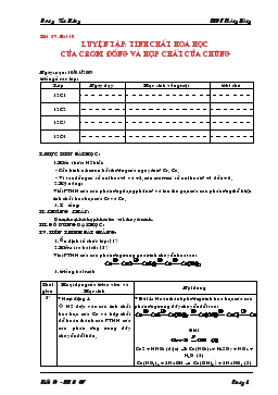 Bài giảng Tiết 59 - Bài 38: Luyện tập: Tính chất hóa học của crom, đồng và hợp chất của chúng