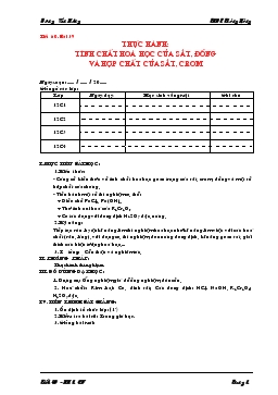 Bài giảng Tiết 60 - Bài 39: Thực hành: Tính chất hóa học của sắt, đồng và hợp chất của sắt, crom (tiếp)