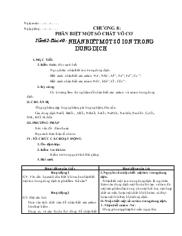 Bài giảng Tiết 62: Bài 40 : Nhận biết một số ion trong dung dịch (tiếp)