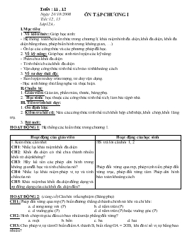 Bài giảng Tuần : 11 , 12: Ôn tập chương I