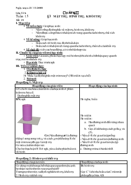 Bài giảng Tuần 15 - Bài 3: Mặt trụ, hình trụ, khối trụ (tiếp)