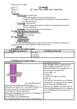 Bài giảng Tuần 15 - Bài 3: Mặt trụ, hình trụ, khối trụ
