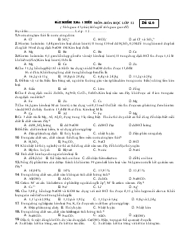 Bài kiểm tra 1 tiết - Môn học: hóa học lớp 12