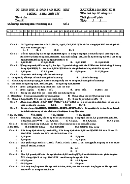 Bài kiểm tra học kì II môn hoá học 12 nâng cao thời gian 45 phút