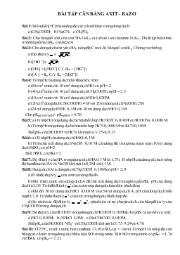 Bài tập cân bằng axit - Bazơ (tiếp theo)