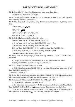 Bài tập cân bằng axit - Bazơ (tiết 1)