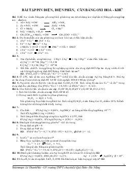 Bài tập pin điện, điện phân, cân bằng oxi hoá - Khử (tiếp)