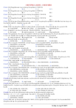 Bài tập trắc nghiệm Chương 1: Este - Chất béo