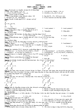 Bài tập trắc nghiệm Chương I: Rượu (ancol)- Phenol - amin rượu (ancol)