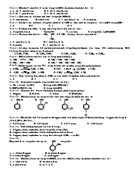 Bài tập trắc nghiệm về hidrocacbon