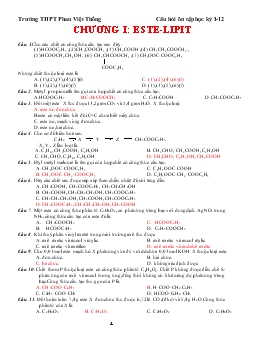 Câu hỏi ôn tập Chương 1: Este-Lipit