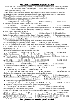 Câu hỏi và bài tập trắc nghiệm: polime-1