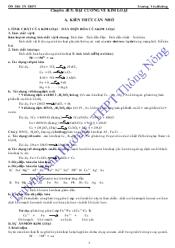 Chuyên đề 5: Đại cương về kim loại (tiết 7)