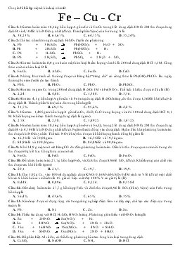 Chuyên đề bài tập một số kim loại nhóm B: Fe - Cu - Cr