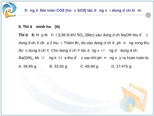 Chuyên đề Dạng 2. Bài toán CO2 (hoặc SO2) tác dụng với dung dịch kiềm