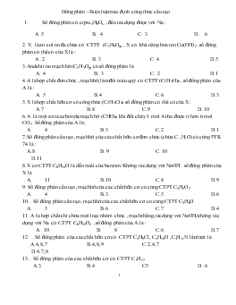 Chuyên đề Đồng phân –Biện luận xác định công thức cấu tạo