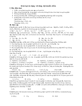 Chuyên đề Kim loại tác dụng với dung dịch muối, kiềm