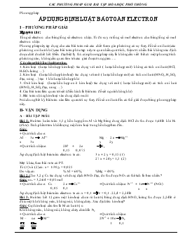 Chuyên đề Phương pháp áp dụng định luật bảo toàn electron