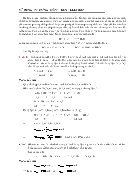 Chuyên đề Sử dụng phương trình ion - Eletron (tiếp)