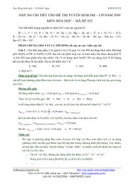 Đáp án chi tiết cho đề thi tuyển sinh đại học cao đẳng năm 2009 môn hóa học