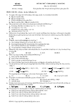 Đề 002 thi thử vào đại học, cao đẳng môn thi: hóa học