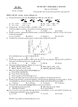 Đề 004 thi thử vào đại học và cao đẳng môn thi: hóa học