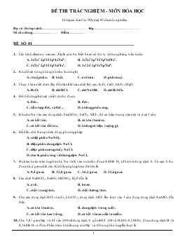 Đề 01 thi trắc nghiệm - Môn hóa học thời gian làm bài: 90 phút