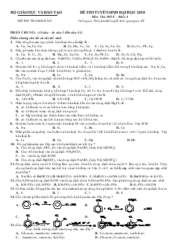 Đề 014 thi tuyển sinh đại học 2010 môn thi: hoá – khối a
