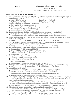 Đề 015 thi thử vào đại học, cao đẳng môn thi: hóa học